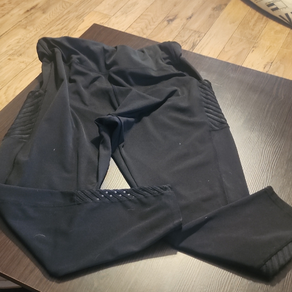 Black Leggings with Mesh Detail